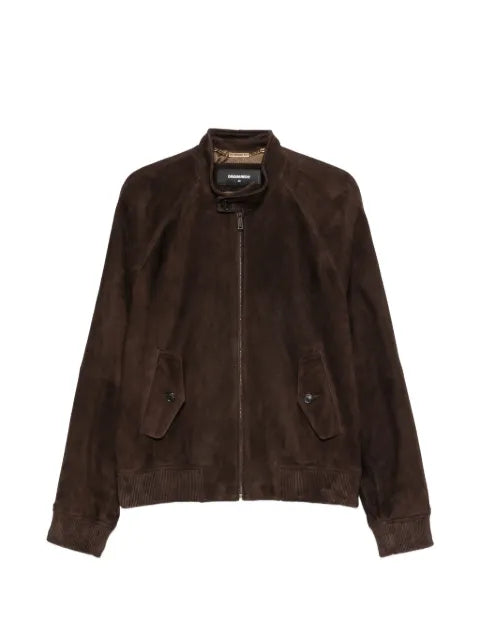 DSQUARED2 button-collar suede jacket