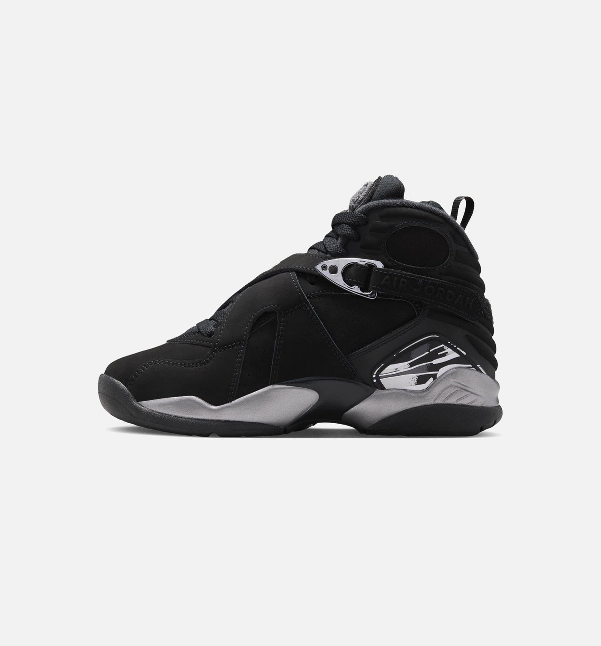 Air Jordan 8 Retro "Chrome Black and Light Graphite" Big Kids' Shoe – Black/White/Light Graphite
