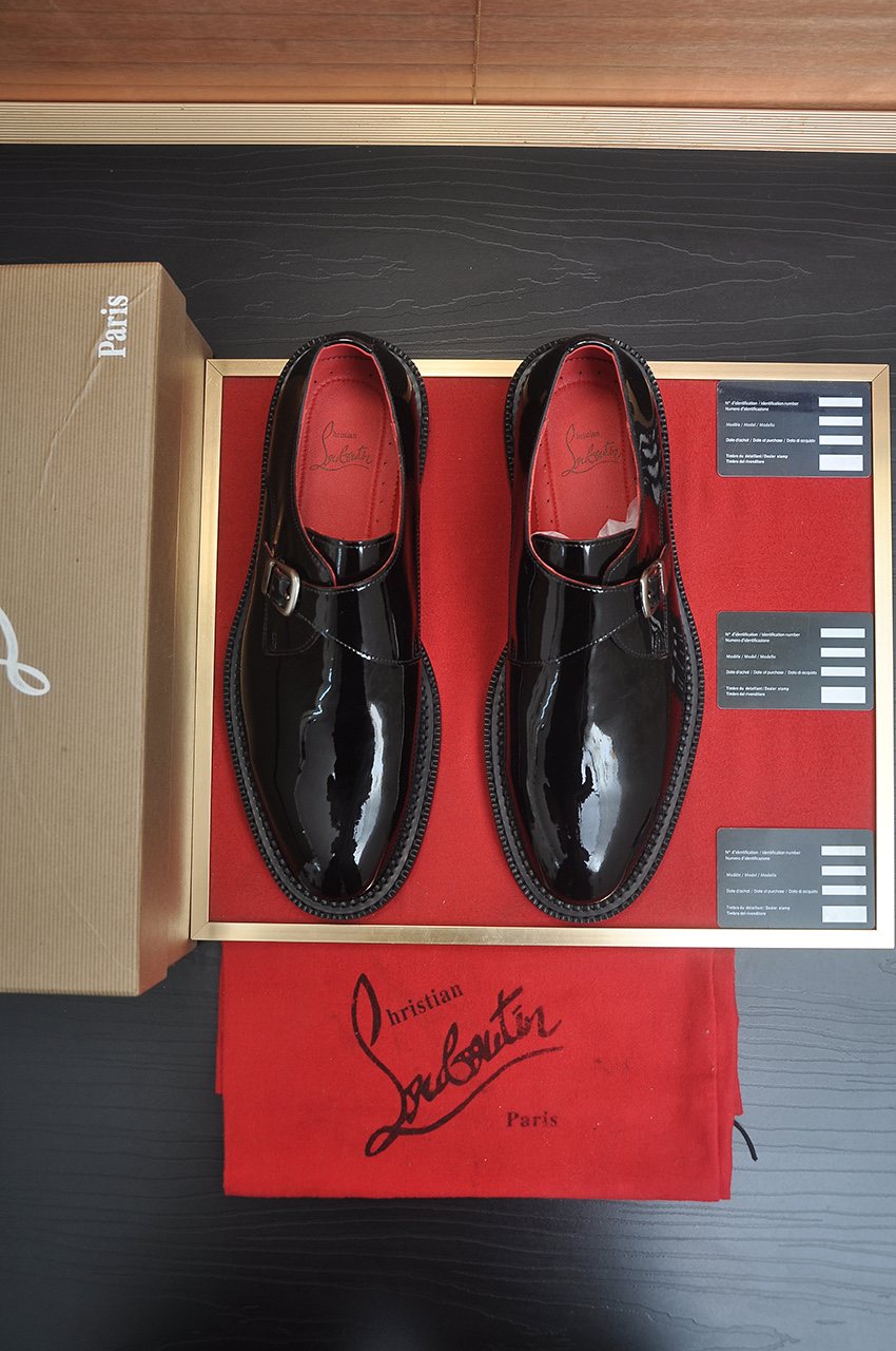 Christian Louboutin Black Buckle Dress Shoes - Silver-Tone Hardware