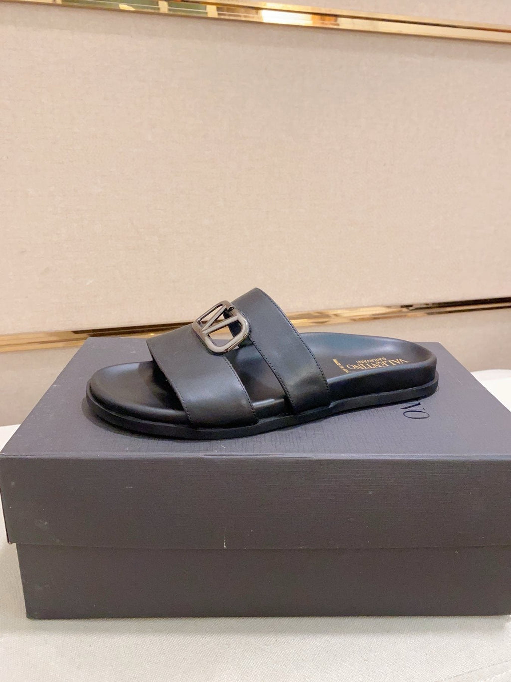 Valentino Men's V-Detail Slide Sandals